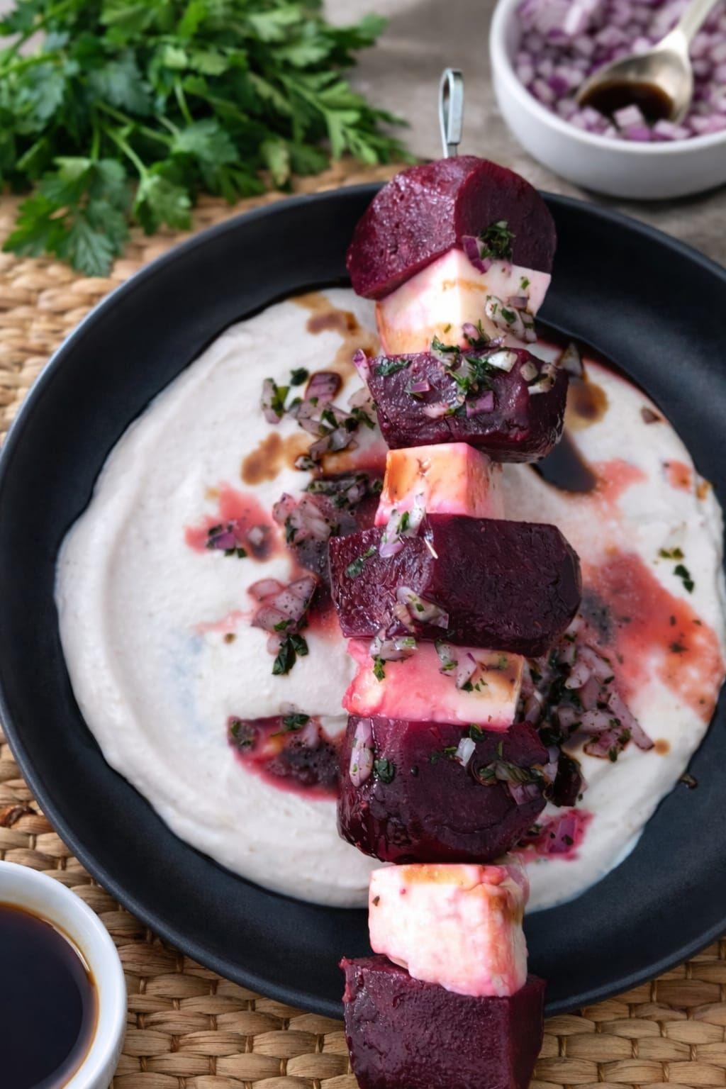 Brochette halloumi et betterave